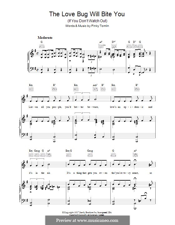 The Love Bug Will Bite You (If You Don't Watch Out ): Para vocais e piano (ou Guitarra) by Pinky Tomlin