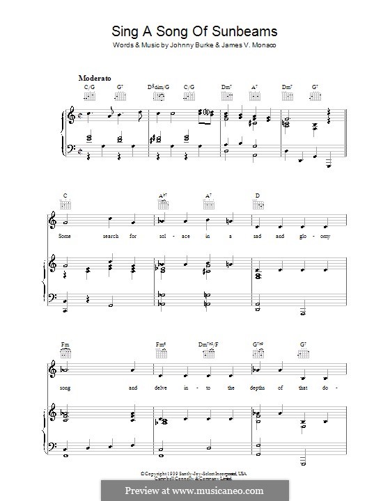 Sing a Song of Sunbeams: Para vocais e piano (ou Guitarra) by James Vincent Monaco