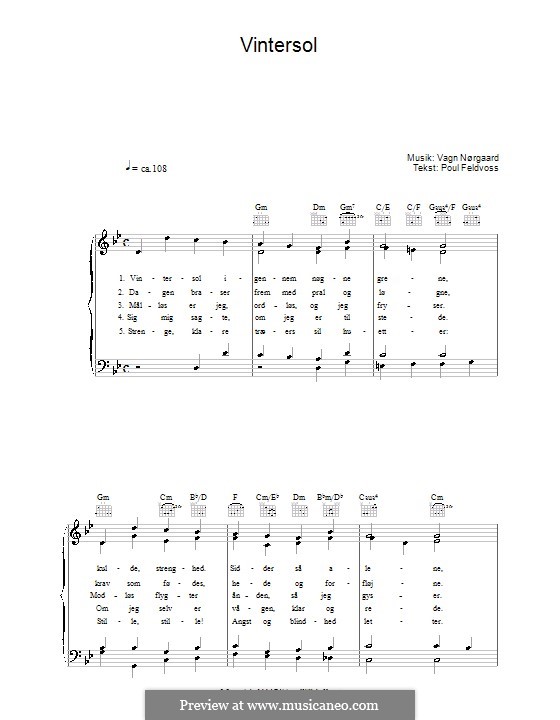 Vintersol: Para vocais e piano (ou Guitarra) by Vagn Nørgaard