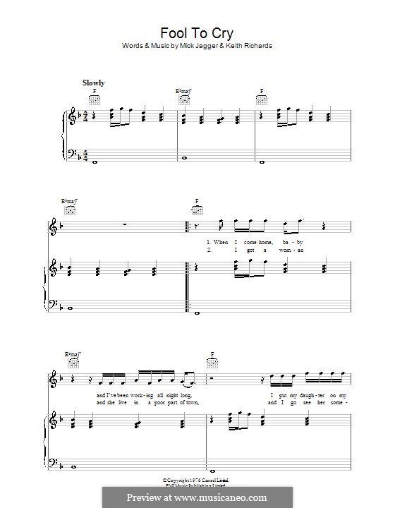 Fool to Cry (The Rolling Stones): Para vocais e piano (ou Guitarra) by Keith Richards, Mick Jagger
