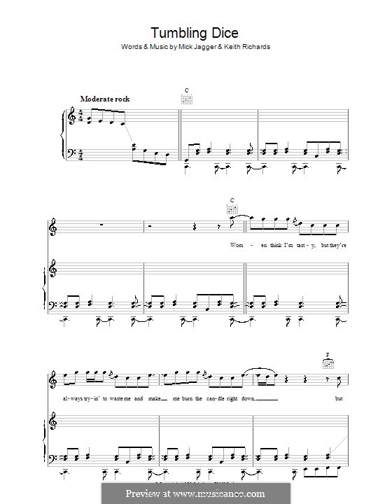 Tumbling Dice (The Rolling Stones): Para vocais e piano (ou Guitarra) by Keith Richards, Mick Jagger