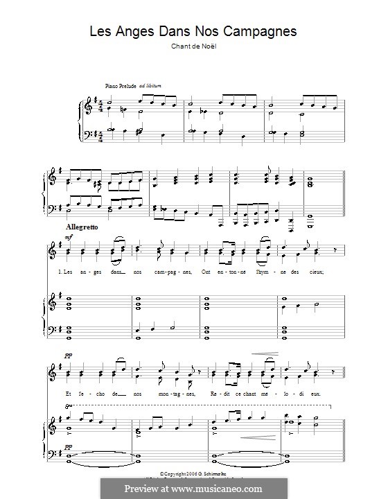 Les anges dans nos campagnes por folklore - Partituras on músicaNeo