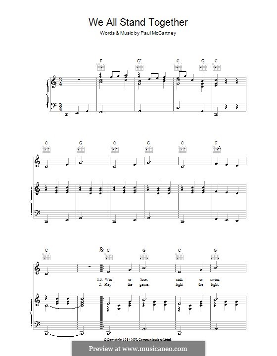 We All Stand Together: Para vocais e piano (ou Guitarra) by Paul McCartney