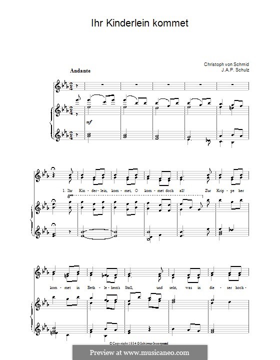 Ihr Kinderlein Kommet: Piano & Vocal (Weihnachtslied) by Josef Gabriel Rheinberger