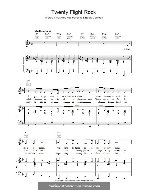 Twenty Flight Rock: Para vocais e piano (ou Guitarra) by Eddie Cochran, Ned Fairchild