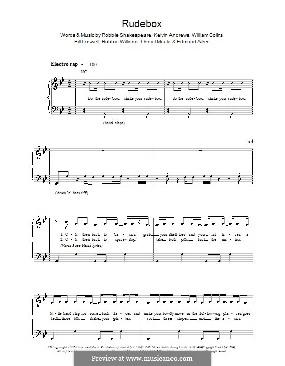 Rudebox (Robbie Williams): Facil para o piano by William Collins, Bill Laswell, Daniel Mould, Edmund Aiken, Kelvin Andrews, Robbie Shakespeare