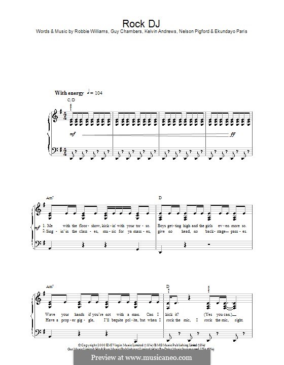 Rock DJ: Facil para o piano by Ekundayo Paris, Guy Chambers, Kelvin Andrews, Nelson Pigford, Robbie Williams