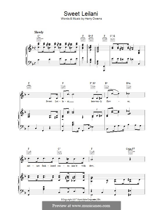 Sweet Leilani: Para vocais e piano (ou Guitarra) by Harry Owens