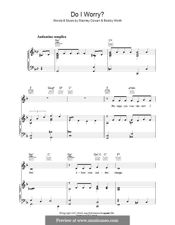 Do I Worry: Para vocais e piano (ou Guitarra) by Bobby Worth