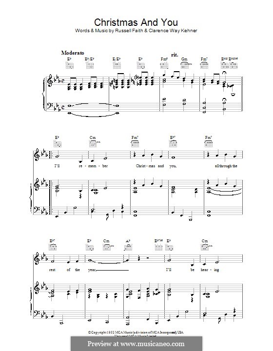 Christmas and You: Para vocais e piano (ou Guitarra) by Clarence Way Kehner
