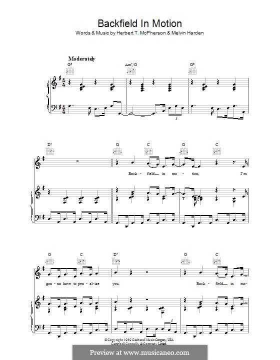 Backfield in Motion: Para vocais e piano (ou Guitarra) by Herbert T. McPherson, Melvin Harden