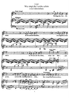 Wie singt die Lerche schön, S.312: Partitura piano-vocal by Franz Liszt