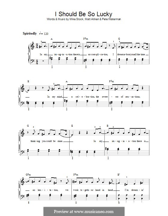 I Should Be So Lucky (Kylie Minogue): Facil para o piano by Matt Aitken, Mike Stock, Pete Waterman
