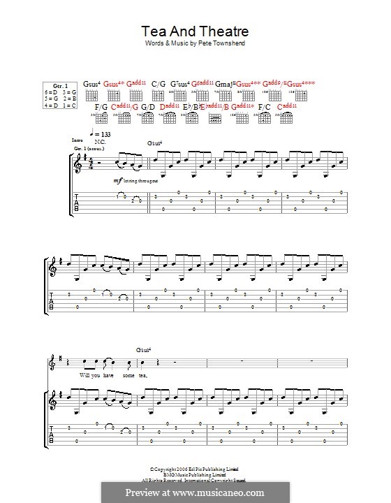 Tea and Theatre (The Who): Para guitarra com guia by Peter Townshend