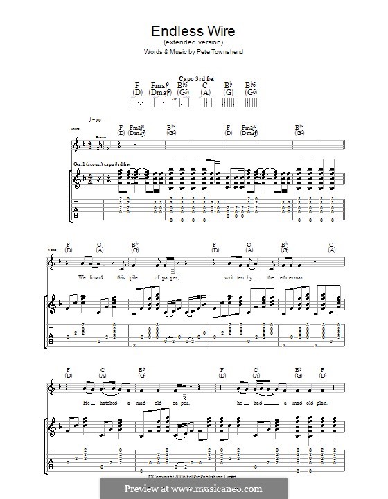 Endless Wire (Extended Version): For guitar with tab (The Who) by Peter Townshend