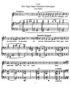 Des Tages laute Stimmen schweigen, S.337: Klavierauszug mit Singstimmen by Franz Liszt