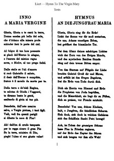 Hymn to the Virgin Mary, S.39: Partitura completa by Franz Liszt