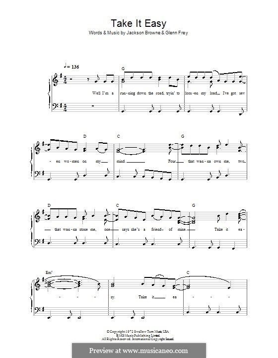 Take It Easy (The Eagles): Facil para o piano by Glen Frey, Jackson Browne