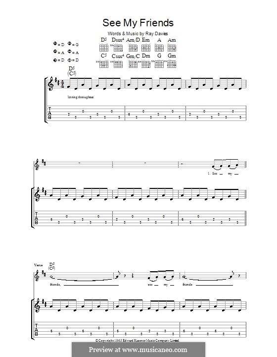 See My Friends (The Kinks): Para guitarra com guia by Ray Davies