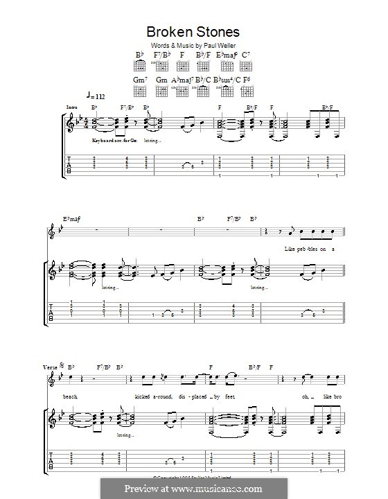 Broken Stones: Para guitarra com guia by Paul Weller