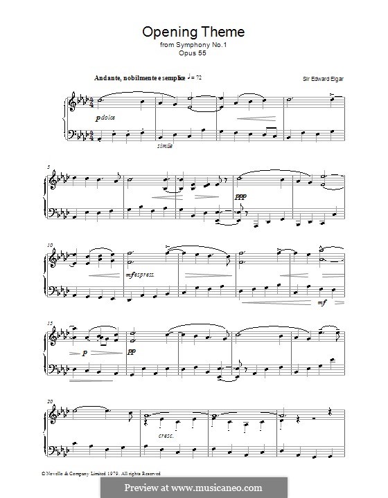 Symphony No.1 in A Flat Major, Op.55: Movimento I (Tema). Versão para piano by Edward Elgar