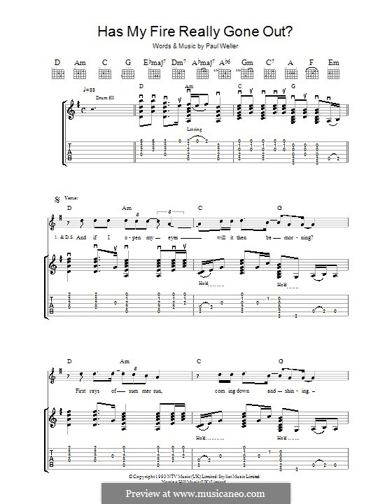 Has My Fire Really Gone Out?: Para guitarra com guia by Paul Weller