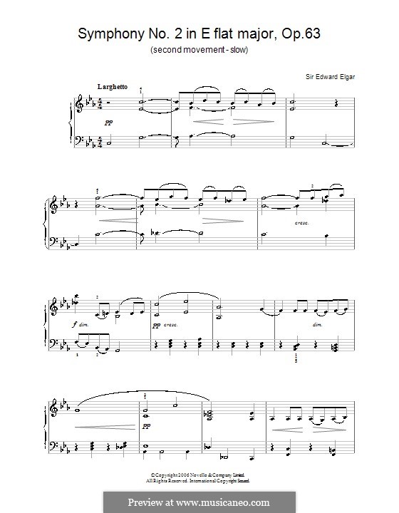 Symphony No.2 in E Flat Major, Op.63: movimento II, versão para piano by Edward Elgar