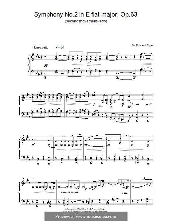 Symphony No.2 in E Flat Major, Op.63: movimento II, versão para piano by Edward Elgar