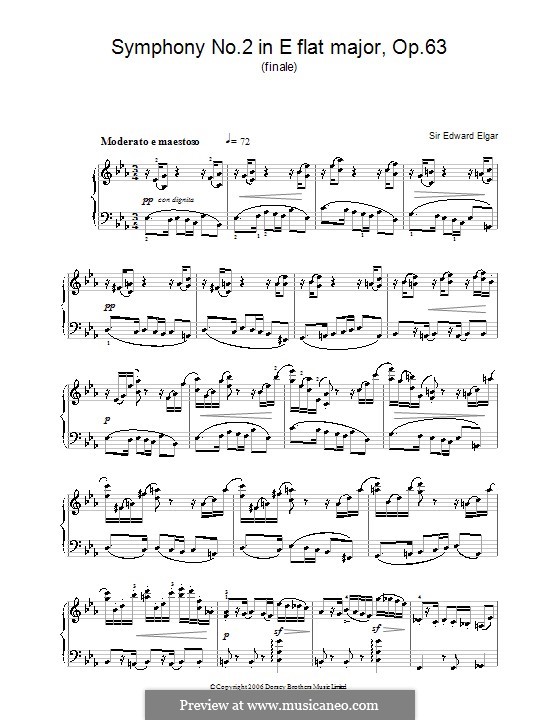 Symphony No.2 in E Flat Major, Op.63: Movimento IV. Versão para piano by Edward Elgar