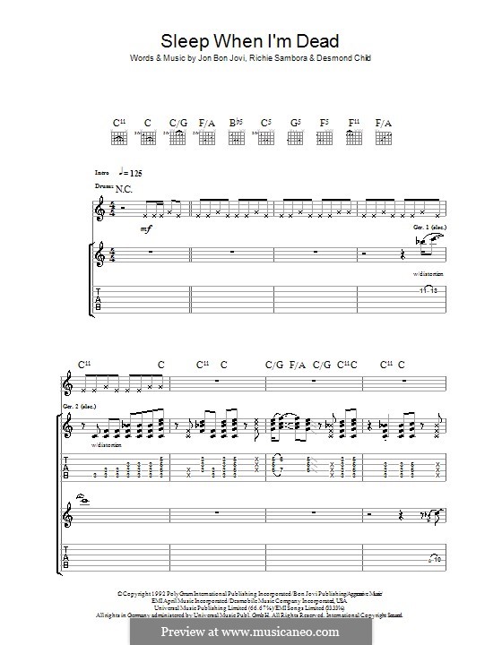 I'll Sleep When I'm Dead (Bon Jovi): Para guitarra com guia by Desmond Child, Jon Bon Jovi, Richie Sambora