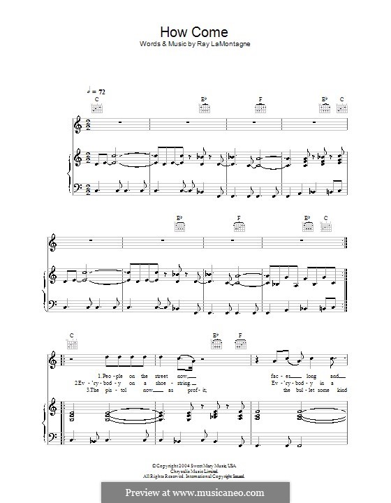 How Come: Para vocais e piano (ou Guitarra) by Ray LaMontagne