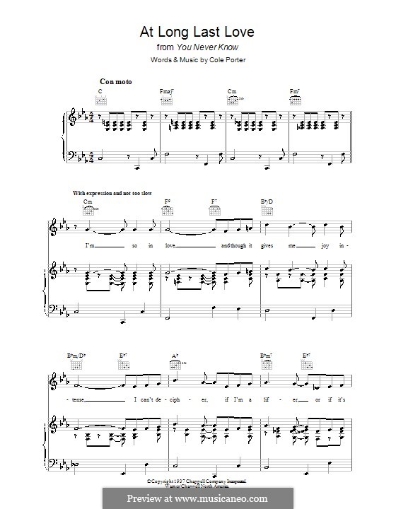 At Long Last Love: Para vocais e piano (ou Guitarra) by Cole Porter