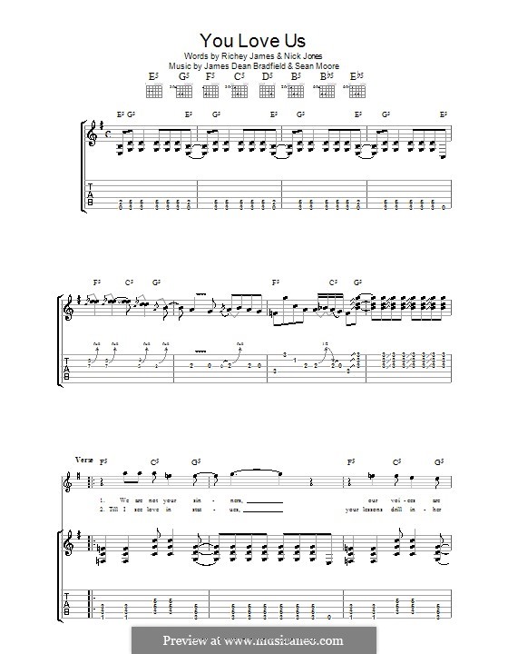 You Love Us (The Manic Street Preachers): Para guitarra com guia by James Dean Bradfield, Sean Moore