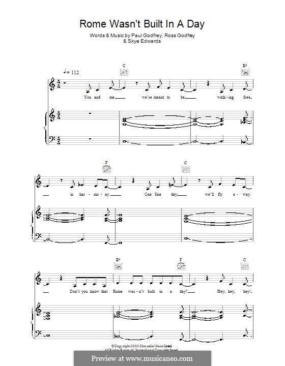 Rome Wasn't Built in a Day (Morcheeba): Para vocais e piano (ou Guitarra) by Paul Godfrey, Ross Godfrey, Skye Edwards