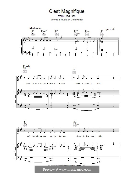 C'est Magnifique: Para vocais e piano (ou Guitarra) by Cole Porter