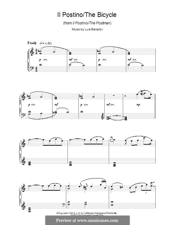 Il Postino (The Postman): Para Piano by Luis Bacalov