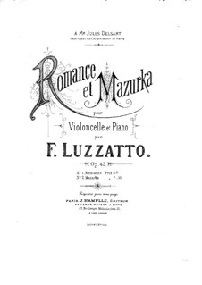 Romance for Cello and Piano, Op.42: Romantica para violoncelo e piano by Fortunato Luzzatto