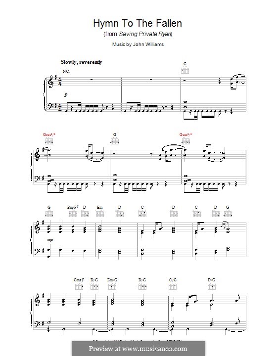 Hymn to the Fallen (from Saving Private Ryan): Para Piano by John Williams