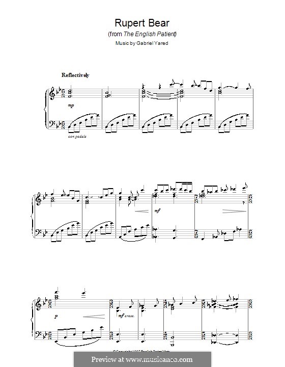 Rupert Bear (from The English Patient): Para Piano by Gabriel Yared