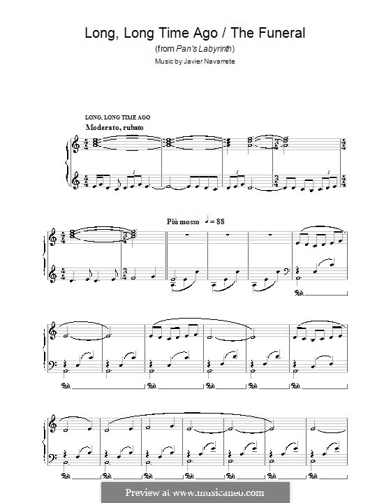 Long, Long Time Ago/The Funeral (from Pan's Labyrinth): Para Piano by Javier Navarrete