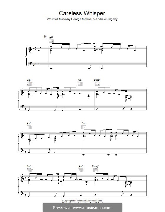 Careless Whisper: Para vocais e piano (ou Guitarra) by Andrew Ridgeley, George Michael