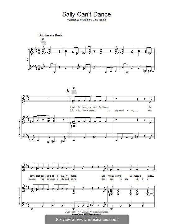 Sally Can't Dance: Para vocais e piano (ou Guitarra) by Lou Reed