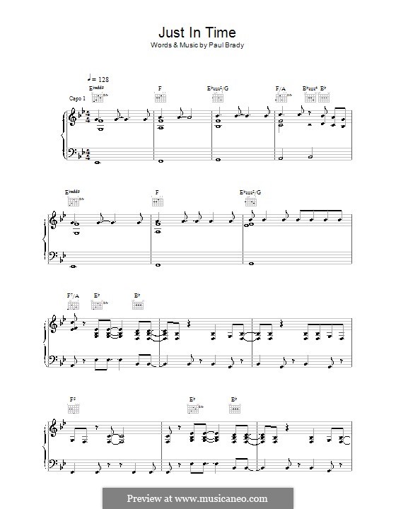 Just in Time: Para vocais e piano (ou Guitarra) by Paul Brady