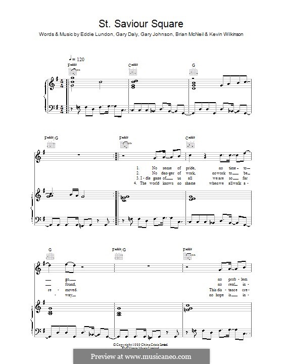 St. Saviour Square (China Crisis): Para vocais e piano (ou Guitarra) by Brian McNeil, Eddie Lundon, Garry Johnson, Gary Daly, Kevin Wilkinson