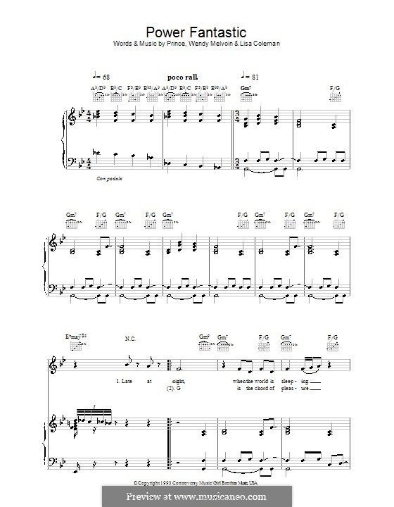 Power Fantastic (Prince): Para vocais e piano (ou Guitarra) by Lisa Coleman, Wendy Melvoin