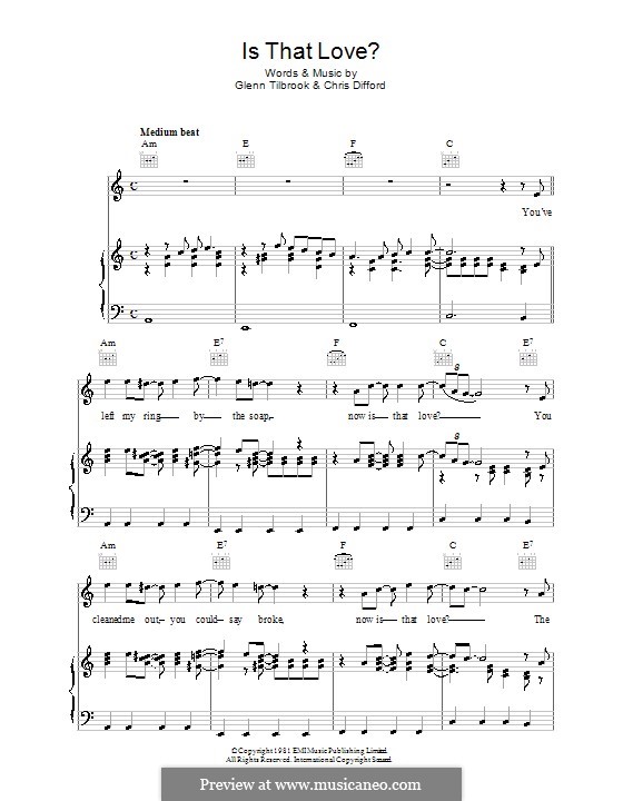 Is That Love (Squeeze): Para vocais e piano (ou Guitarra) by Christopher Difford, Glenn Tilbrook