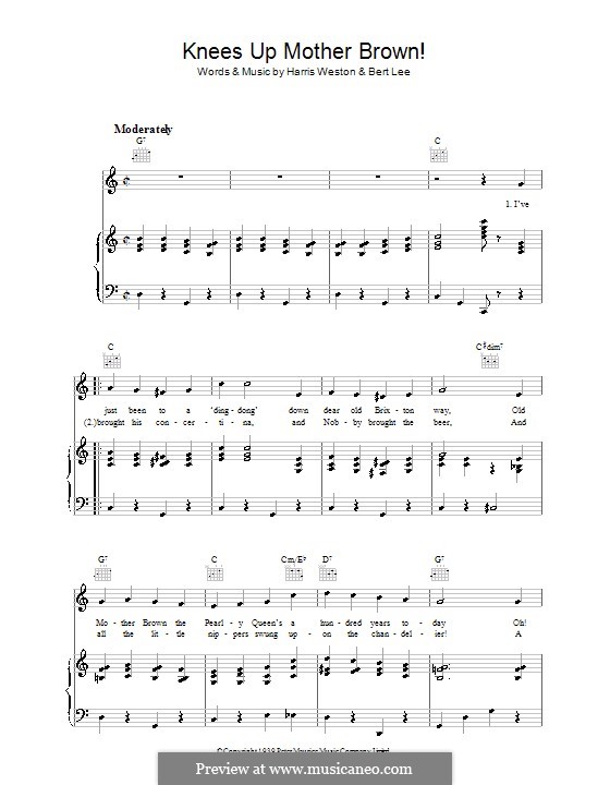 Knees Up Mother Brown: Para vocais e piano (ou Guitarra) by Bert Lee
