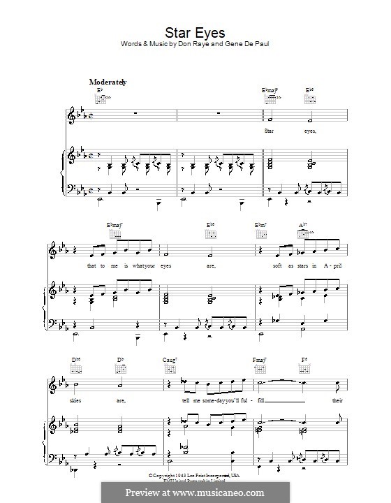 Star Eyes (Jimmy Dorsey): Para vocais e piano (ou Guitarra) by Gene de Paul