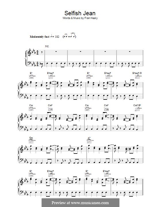 Selfish Jean (Travis): Para vocais e piano (ou Guitarra) by Fran Healy