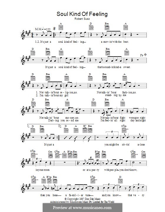 Soul Kind of Feeling (Dynamic Hepnotics): melodía,letras e acordes by Robert Susz